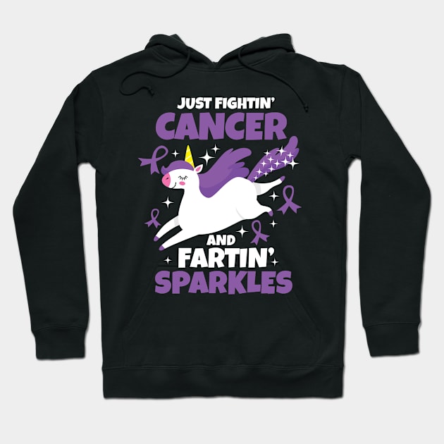 Fighting Cancer Farting Sparkles Unicorn Hoodie by jomadado